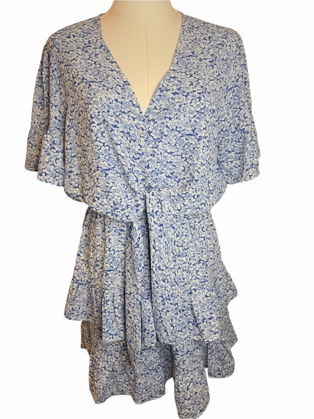 Petal & Pup Ellicka Blue Floral Ruffle Mini Dress NWT Cottagecore Garden Party 8